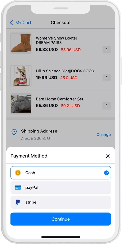 Shopping App checkout ios 2