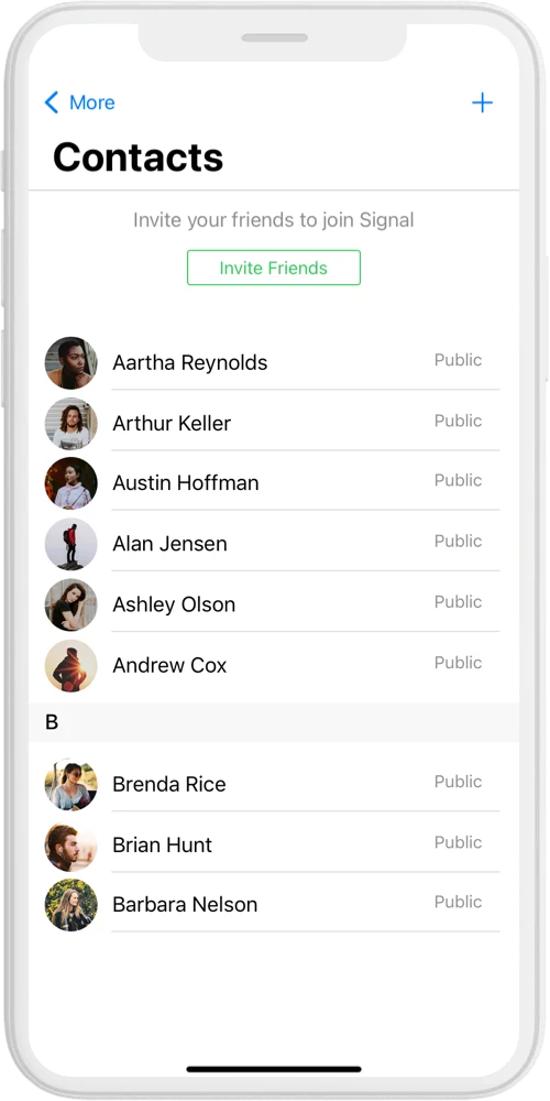 signal contacts iOS